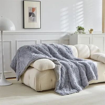 Shop Station Luxury Mink Fleece Blanket With Double Lamb Fleece Plush For Sofa, Bed & All Season Comfort light Gray 39.37 59.06 In