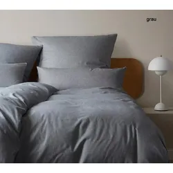 Elegante Soft-Flanell Bettwäsche Mono - 135x200 cm + 80x80 cm	grau