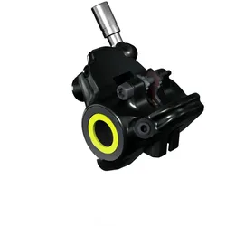 Bremszange Flatmount, Schwarz, Für Mt4/Mt8 Sl, Blende Neon Gelb U. Silber, Drehbarer Leitungsanschluss, Mit Bremsbelägen, Ab Mj2019 (Ve = 1 Stück)