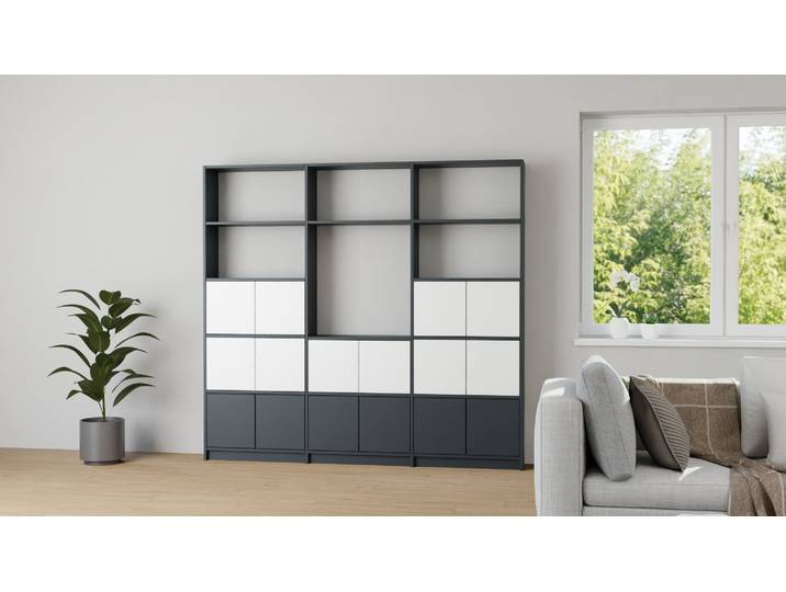 Stylische TV Wand - TV-Regal nach Maß MDF Lackiert Anthrazit­grau RAL&nbsp;7016