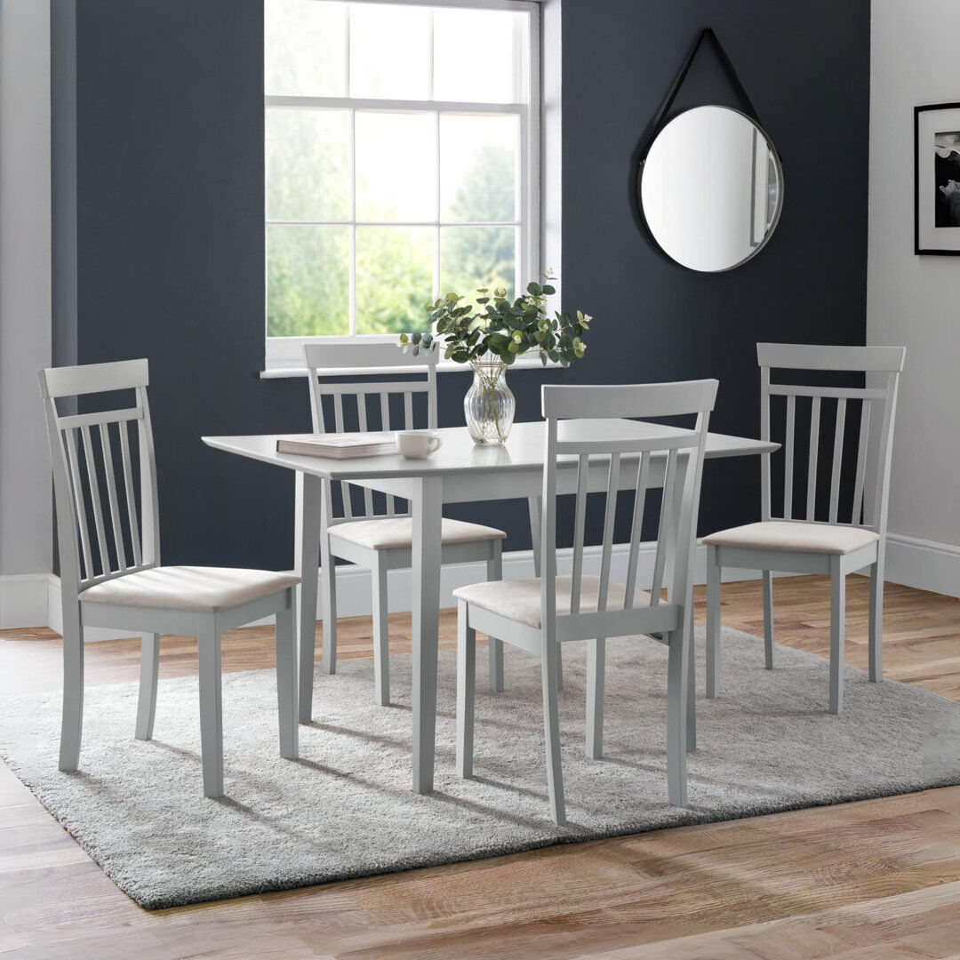 Breakwater Bay Exeter 4 -Person Butterfly Leaf Rubberwood Solid Wood Dining Set Grey 4