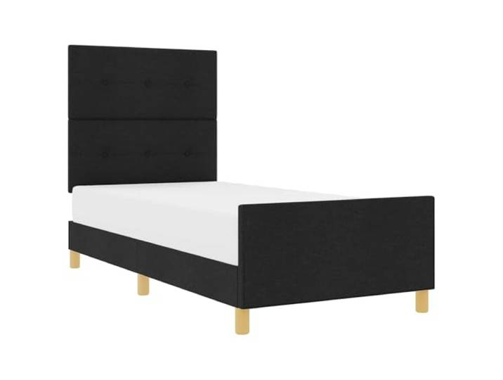 PUGYNBK Bettgestell mit Kopfteil, Schwarz, 80 x 200 cm, Stoff Minimalistisches Design, Schaumfüllung, ohne Boden, einfache Montage, weiche Polsterung