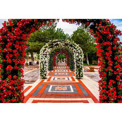 Fototapete PAPERMOON "Blumenbögen Weg", bunt, B:4m L:2,6m, Vlies, Tapeten