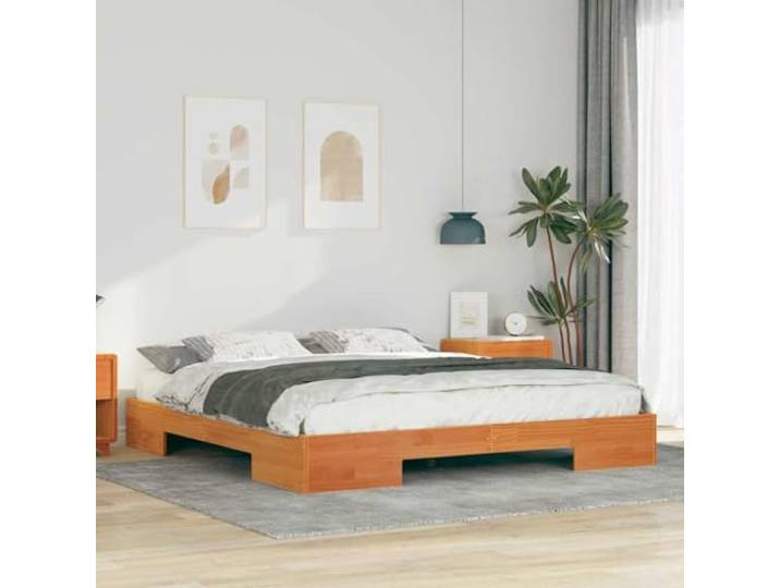 YUTAASU Bettgestell Braun 200 x 200 cm Stabile Konstruktion, Lattenrost inklusive, Holzoptik, für Schlafzimmer