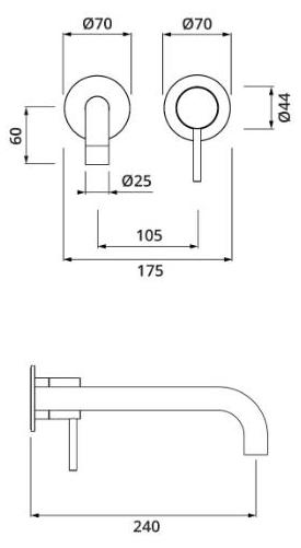 Herzbach MODUL7 Waschtisch-Wandbatterie Farbset 240mm Edelstahl