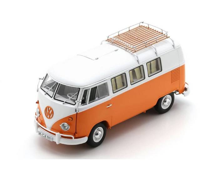 Schuco Modellauto VW T1 Camper Orange Weiß Schuco 1:18 Volkswagen Bulli Sammlermodell