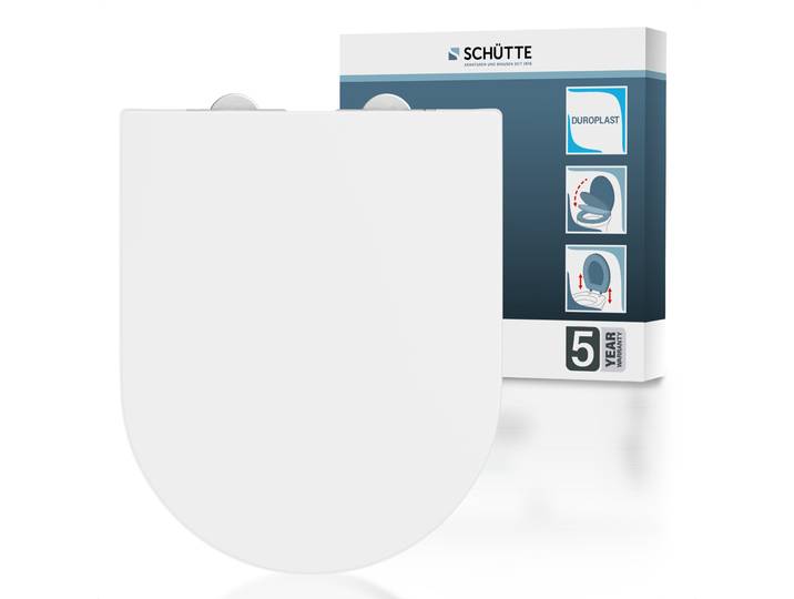 WC-Sitz SCHÜTTE WHITE , weiss (weiß), B:360cm H:62cm L:440cm, Duroplast, WC-Sitze, WC-Sitz, Duroplast, Absenkautomatik, Schnellverschluss, belastbar bis 150 kg