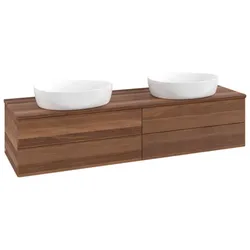 Villeroy und Boch Antao Waschtisch-Unterschrank L28112HM mit Beleuchtung mit Struktur, 160x36x50cm, Waschbeckenplattenfarbe warm walnut, warm walnut