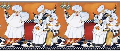 York Wallcoverings Chef's a Cookin Orange & Black Border