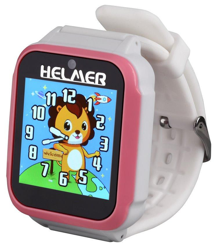 Helmer Kinder Smartwatch KW 801 met 1,54 inch TFT-scherm en touchscreen, roze-wit