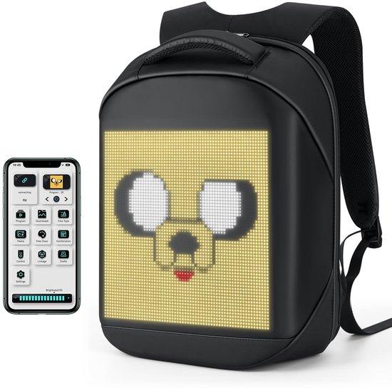 LED-Rucksack mit programmierbarem Bildschirm, Laptop-Rucksack mit App-Steuerung, 17-Zoll wasserdichter LED-Aktentasche, ideal für Reisen, Motorradtasche, Roller-Rucksack, schwarz (Powerbank nicht im Lieferumfang enthalten)