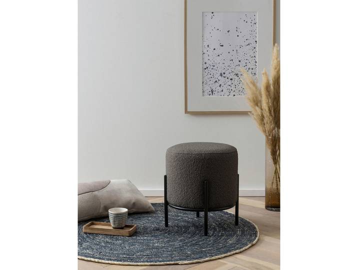 Livetastic Hocker, Anthrazit, Schwarz, Metall, rund, 35x38x35 cm, Wohnzimmer, Hocker, Sitzhocker