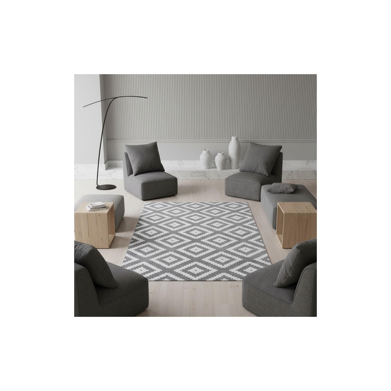 Teppich Kurzflor INN in Grau, geometrisch, 140 x 200 cm
