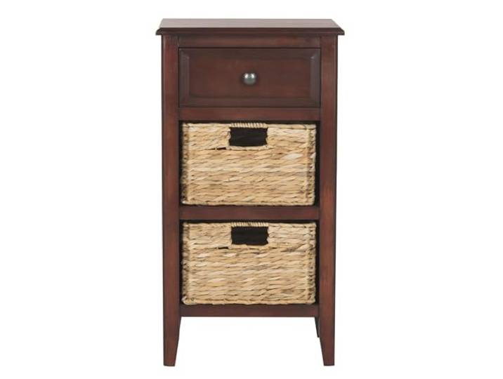 SAFAVIEH Contemporary Wooden Side Table with Storage, in Cherry, 30 X 38 X 70