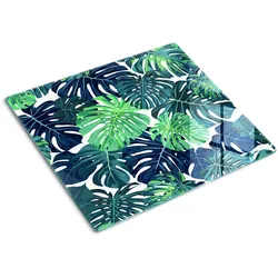 GLASPLATTE 60x52 cm Tropische Blätter