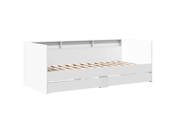 (En Promotion)Lit 1 PERSONNE 90x190cm Cadre de lit de jour Contemporain avec tiroirs sans matelas blanc 90x190cm L801501