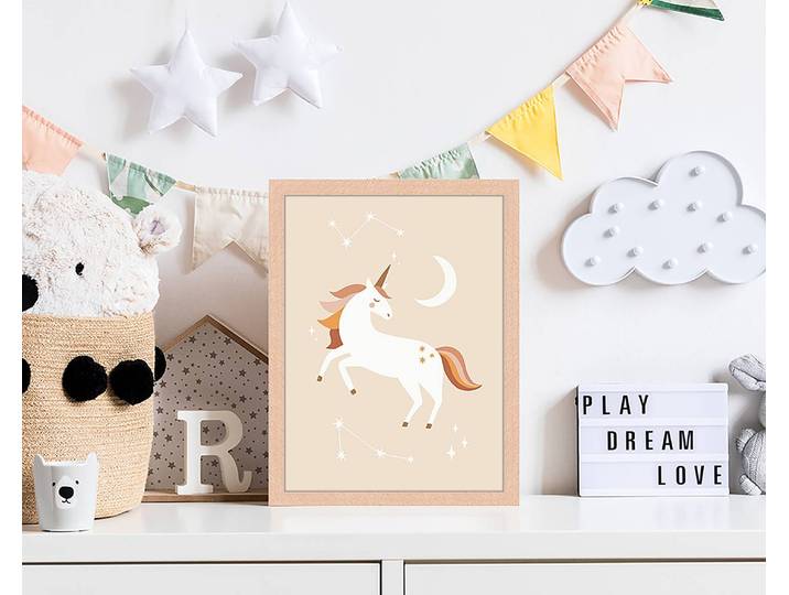 Tableau déco I Love Unicorns 33 x 43cm Multicolore