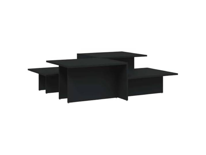 Roanoer Couchtisch 2er Set Schwarz Holzwerkstoff Wohnzimmertisch Zweiteilige Beistelltische in Schwarz bieten stilvollen Servierplatz für Getränke und Deko im modernen Wohnzimmer.