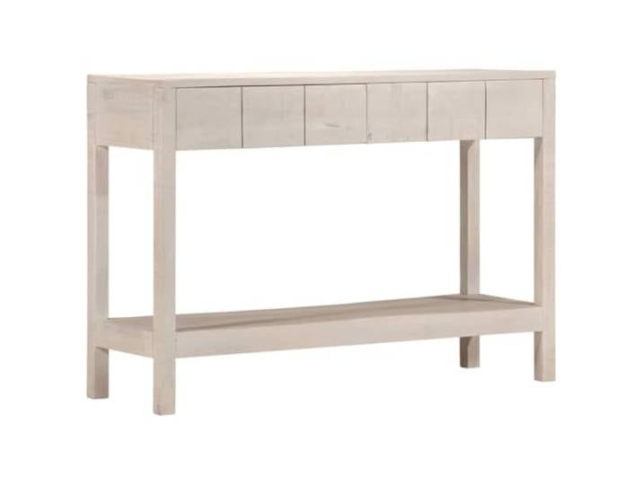 GPWERSDF Konsolentisch Weiß 110x35x75 cm Massivholz Mango 2 Schubladen, 1 Ablage, Stabile Tischplatte, Mit Wandhalterung, Rustikaler Stil