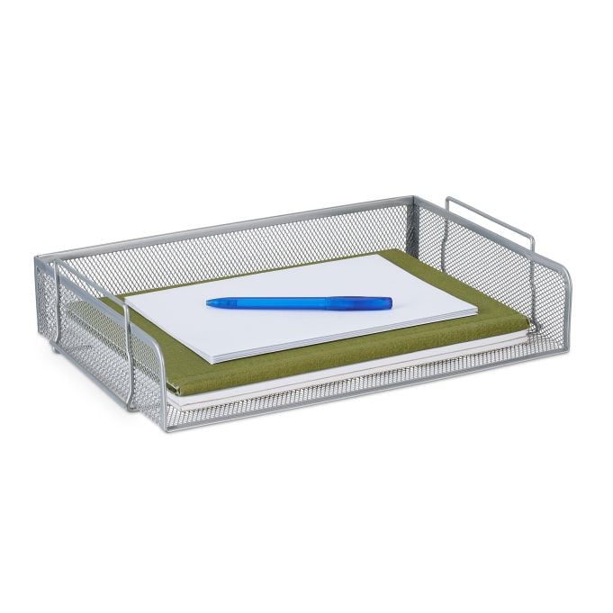 Relaxdays Brievenbak Metaal Stapelbaar, Zilver, H x B x D: 8,5 x 36 x 25 cm
