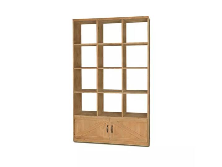 Etagère 12 casiers sans fond 2 portes bois massif