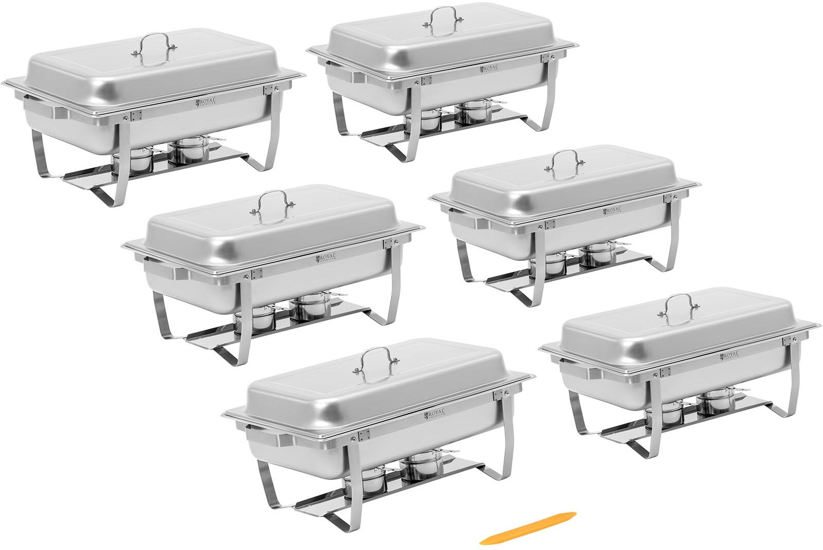 Lämpöhaude - 6 kpl - GN 1/1 - 6 x 7,5 l - 6 polttoainesäiliötä - Royal Catering RCCD-6SET9