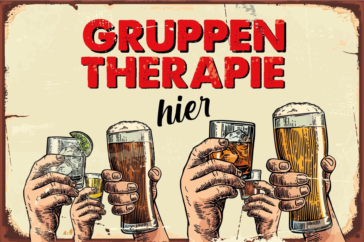 Metallbild QUEENCE "Gruppentherapie Bier Spruch Stahlschild Blechschild", bunt (farbe bild(er): bunt), B:20cm H:30cm T:0,2cm, Blech, Metall, Bilder, Metallbild, 20x30x0,2cm - mit 4 Lochbohrung farbe bild(er): bunt B/H/T: 20cm x 30cm x 0,2cm, Metallbild Ge