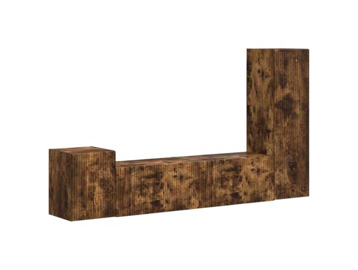 GKHPYURE TV-Möbel-Set, 4 Stück, Eiche Rauch, Holz, mehrschichtig Wandschrank, 4 Türen, 2 Regale, modernes Design, Montage erforderlich