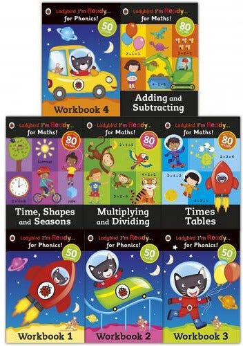 Ladybird I Am Ready Phonics Workbooks And Maths 8 Books Collection Set