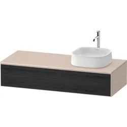 Duravit Zencha Konsolenwaschtischunterbau, 1300x550mm,1 Auszug, 1 Ausschnitt rechts, ZE4812R16830000, Farbe: Front: EichSchwarz/Korpus: Taupe supermatt