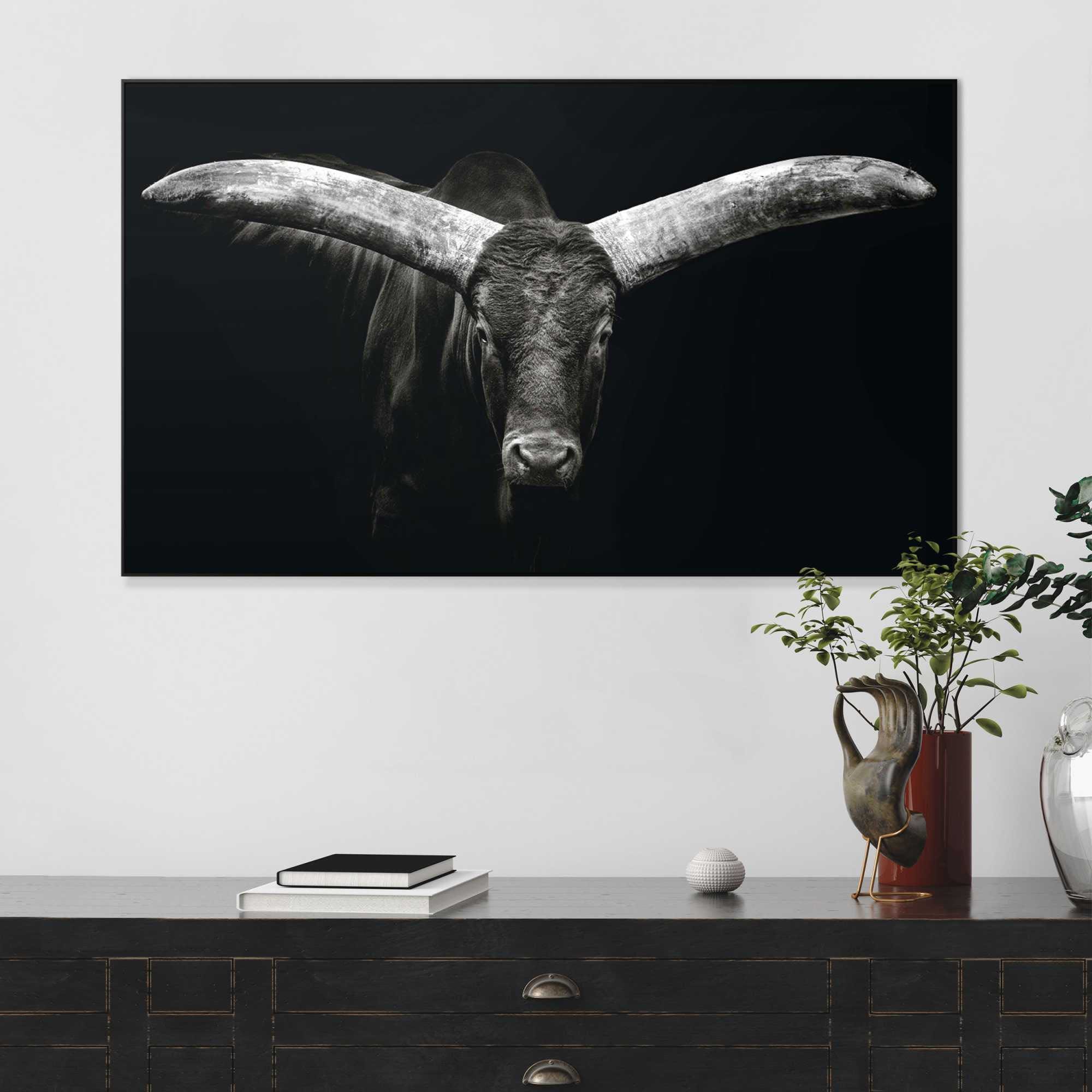 Reinders! Wandbild REINDERS "Ochse", schwarz (farbe bild(er): schwarz, weiß), B:118cm H:70cm T:3,7cm, Holzwerkstoff, Bilder, Wandbild