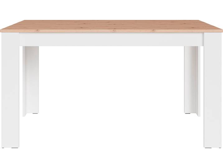 Esstisch BYLIVING Nori , weiß, B:120cm T:80cm, Tische, Esstisch, Küchentisch in Eicheoptik, Gestell wahlweise anthrazit oder weiß