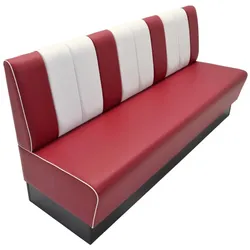 BIG Möbel GmbH Gastro Sitzbank Americano Retro | Dinerbank Rot & Weiß | 180 cm breit | Amerikanische Sitzbank