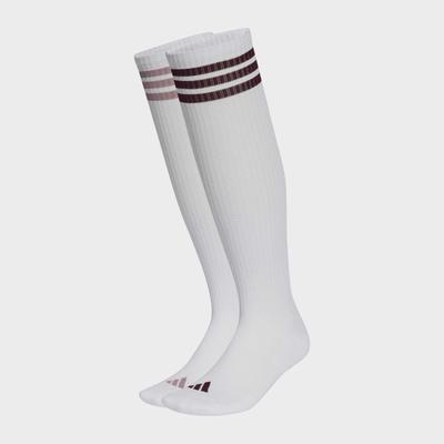 Kniestrümpfe ADIDAS PERFORMANCE "3-STREIFEN, 2 PAAR", Damen, Gr. M (40/42), weiß (weiß, maroon, weiß, magic mauve), Obermaterial: 56% Baumwolle, 39% Polyester, 4% Elasthan, 1% Polyamid, Socken Kniestrümpfe, sportlicher Stil, 2er-Set, für Erwachsene,...