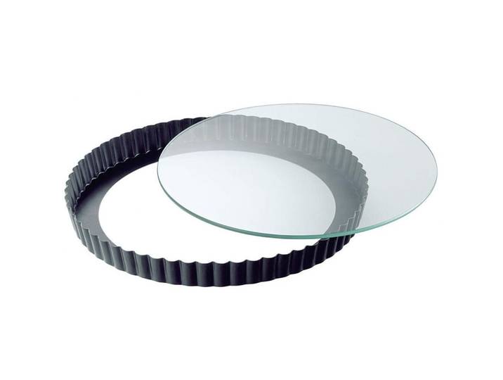 Quicheform Kaiser mit Glas-Hebeboden 28cm Antihaftbeschichtet hitzebeständig - Farbe: Schwarz - Backform