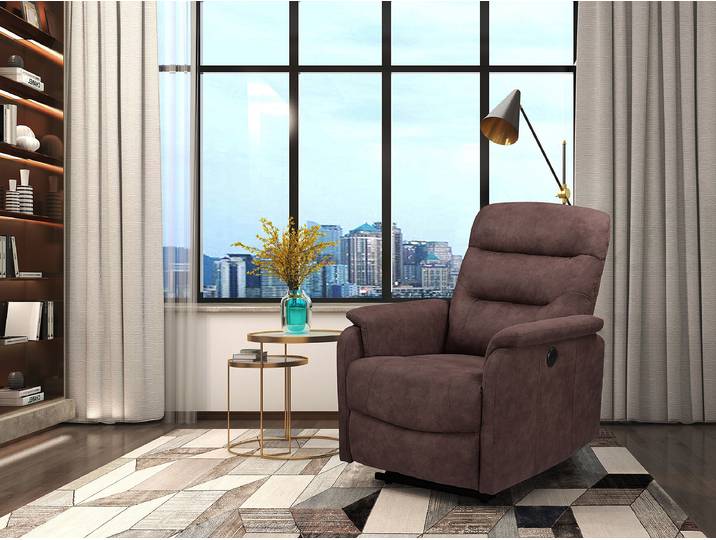 home24 Relaxfauteuil bruin/donkerbruin microvezel 82 x 102 x 98cm