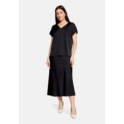 Maxirock VERA MONT "Damen wadenlang", Damen, Gr. 44, schwarz, Satin, Obermaterial: 100% Polyester, gerade lang, Röcke Maxirock, Material