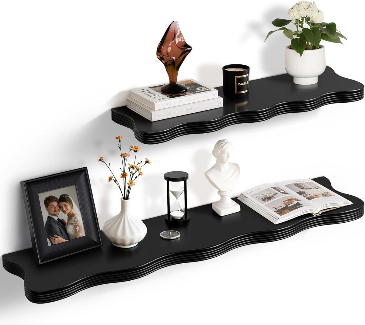 Zwart houten wandrek voor in de woonkamer, keuken of hal