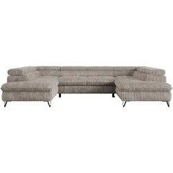 WOHNLANDSCHAFT PEDRO U Cord Hellbraun