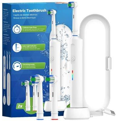 Uplifted Finds Smart Wireless Charging Rotating Electric Toothbrush 3 Modes Rechargeable white