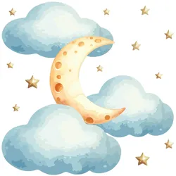 WANDAUFKLEBER 130x161cm - Mond, Wolken, Himmel