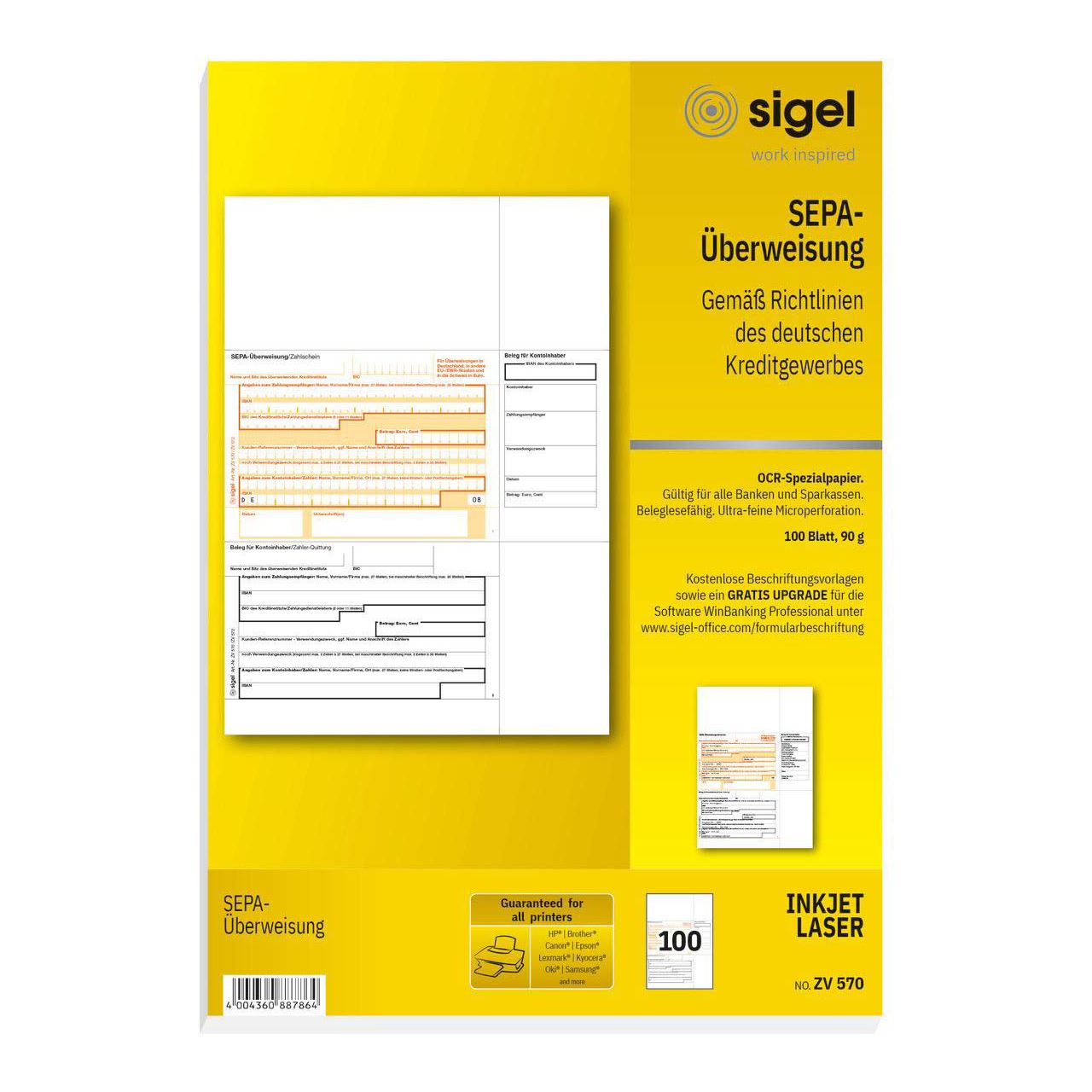 sigel Bankformular "PC-SEPA-Überweisung", DIN A4 (ZV570)