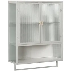 STILVORA Wandschrank 60x23x78 cm mit Glastüren und Ablage, Handtuchhalter, Metall Glas, modern und platzsparend, Weiß