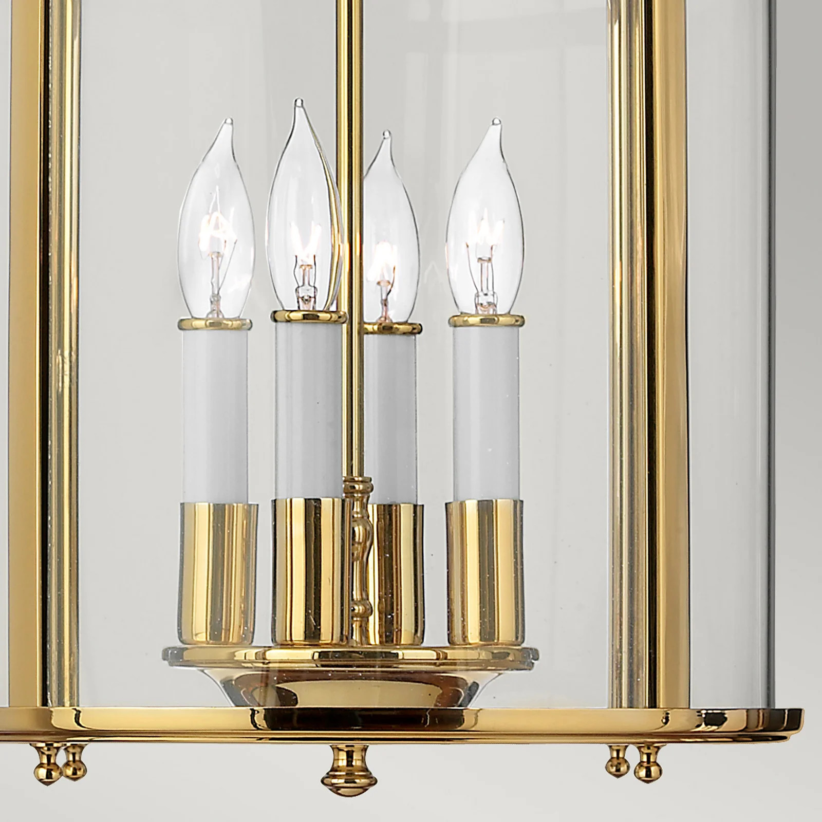 Hinkley Gentry hanglamp met 4x E14 fitting, gepolijst messing en helder glas