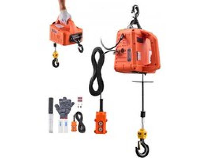 VEVOR Palan Électrique Portable 3 en 1 Treuil Électrique 700 kg Treuil Levage 1500 W pour Usine Entrepôt Garage, Hauteur Levage 7,6 m Vitesse 5 m/min, Commande Manuelle Télécommande Filaire sans Fil