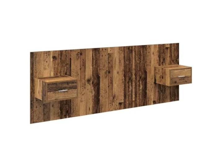 Makastle Kopfteil mit Nachttischen Altholz 217x80 cm Wandmontage