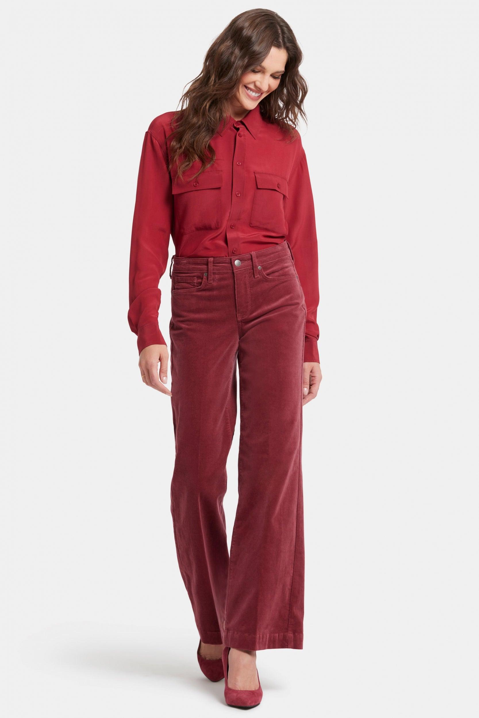 Teresa Weite Beinform Hose Rote Cordstoffe
