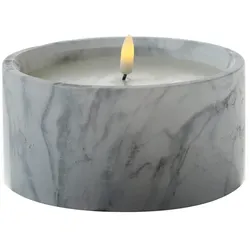 XL LED Kerze Marmoroptik Zement Wachs 3D Flamme Timer D: 15cm grau