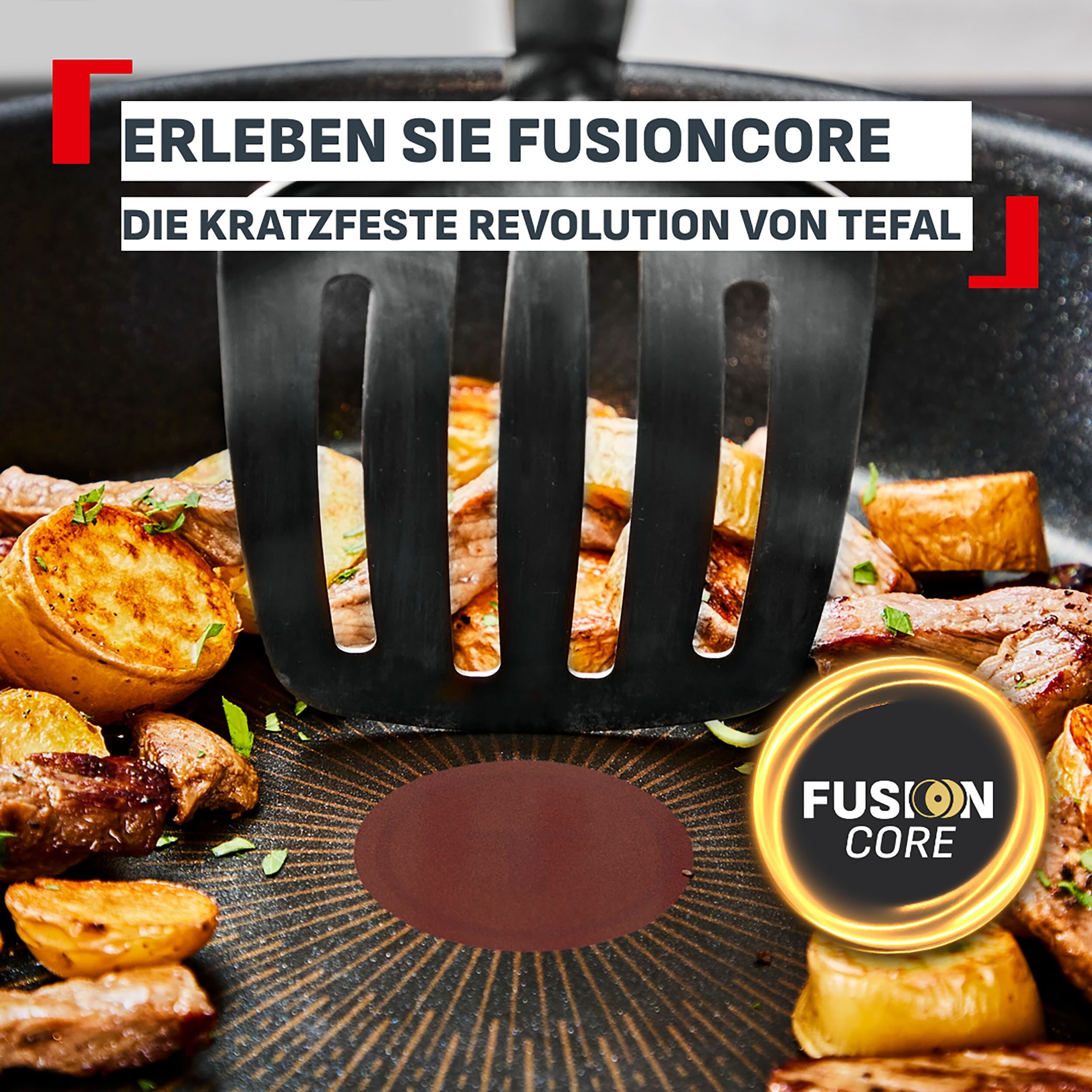 Wok TEFAL "Experience Unbreakable", schwarz, B:29,8cm H:8cm L:47,9cm Ø:28cm, Pfannen, Wok, FusionCore Antihaftversiegelung, Induktion, Temperaturanzeiger