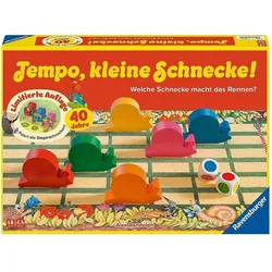 Ravensburger Kinderspiel 23034 - Tempo kleine Schnecke 40 Jahre Jubiläum, beliebtes Schneckenrennen (Deutsch, 2 - 6 Spieler)